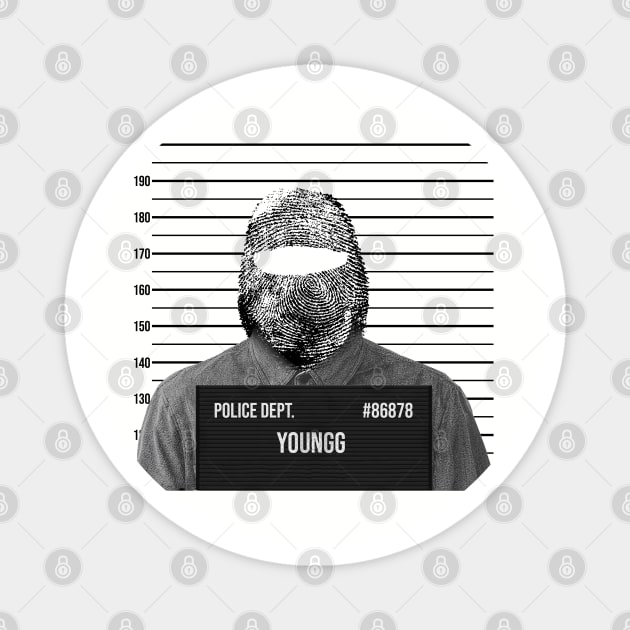 FingerPrint Balaclava Mugshot Magnet by Street Tempo